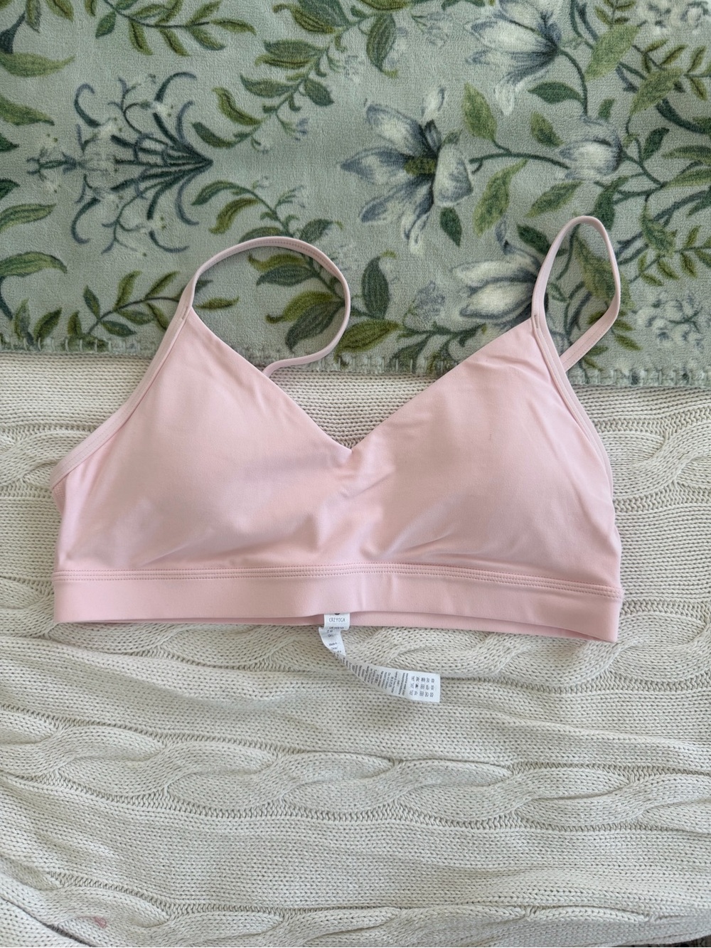 CRZ YOGA Light Pink Seamless Bralette with Thin Straps